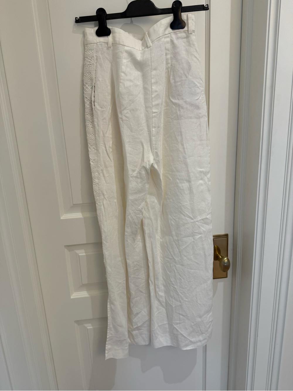 Zara White Wide-Leg Linen-Blend Chinos